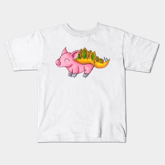 Stegopiggy Kids T-Shirt by KristenOKeefeArt